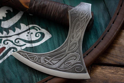 RA-285 New Addition Premium Style Fenrir Head Viking Axe, Scandinavian Axe, Best Gentlemen Gifts, Christmas Gift