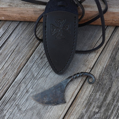 RA-189 Scandinavian Pocket Neck Knife Medieval Inspired Hand Forged Collectible Viking Knife Necklace, Historical Viking Seax - Ragnar Armoury