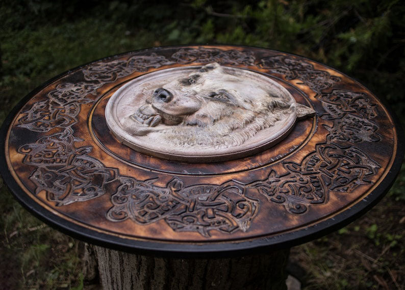 RA-201 Viking Shield, White Wolf, Viking Wall Decor, Wood Wall Art, Handmade Home Decor, Gift For Men, Gift For Father - Ragnar Armoury