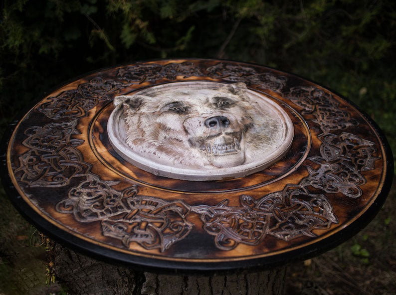 RA-201 Viking Shield, White Wolf, Viking Wall Decor, Wood Wall Art, Handmade Home Decor, Gift For Men, Gift For Father - Ragnar Armoury