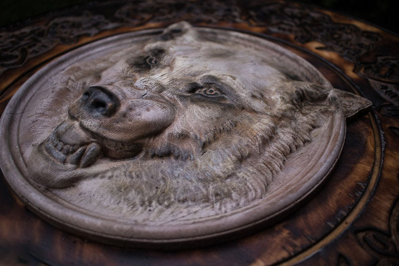 RA-201 Viking Shield, White Wolf, Viking Wall Decor, Wood Wall Art, Handmade Home Decor, Gift For Men, Gift For Father - Ragnar Armoury