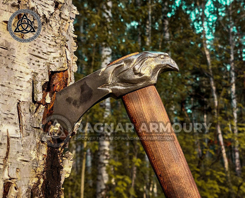 RA-182 Hand Crafted Eagle Head Axe, Tomahawk Axe, Woodworking tool, Historical Axe gift, Personalized axe gift - Ragnar Armoury