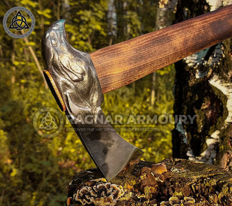 RA-182 Hand Crafted Eagle Head Axe, Tomahawk Axe, Woodworking tool, Historical Axe gift, Personalized axe gift - Ragnar Armoury