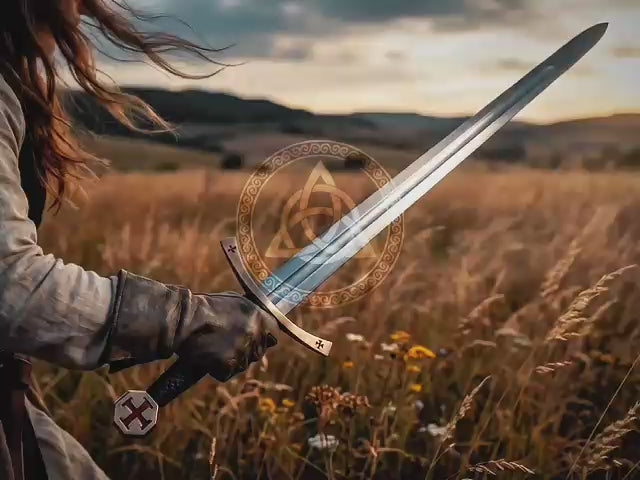 Knights Templar Sword Replica - Cross Pattée Crusader Steel & Brass Edition