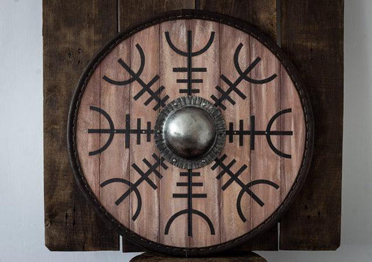 RA-07 Handmade Viking Shield, Helm of Awe Shield, God Of War, Valhalla shield, warrior Shield, Gift For Him - Ragnar Armoury