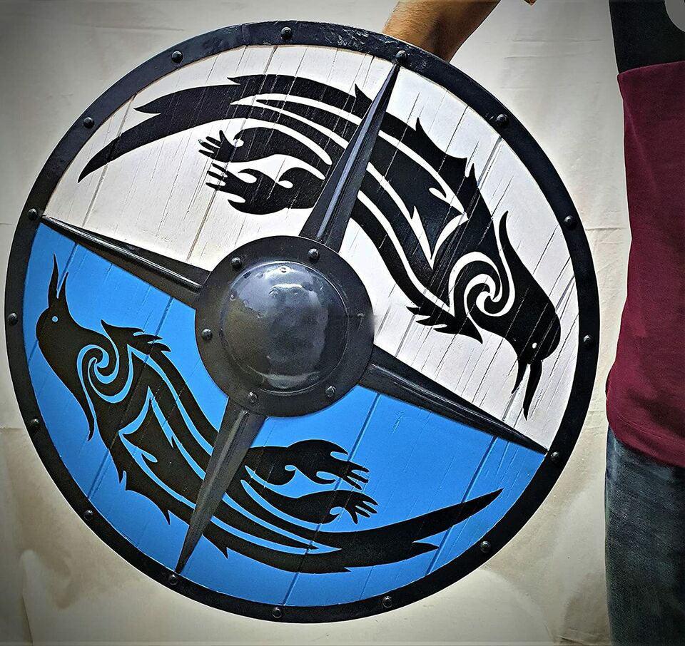 RA-10 Handmade Viking Huginn and muninn Norse Shield, Viking Shield, warrior Shield, personalized Gift, Gift For Him, Christmas Gift - Ragnar Armoury