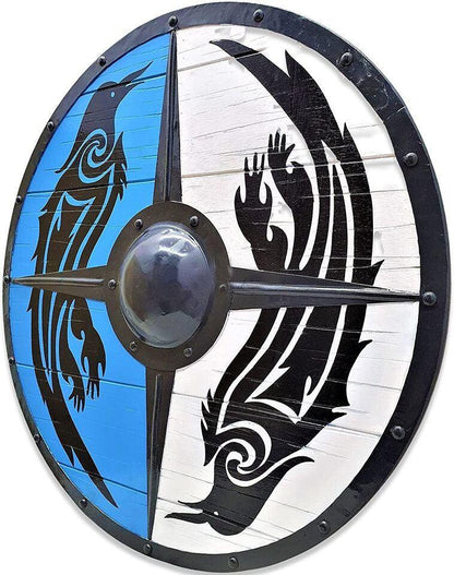 RA-10 Handmade Viking Huginn and muninn Norse Shield, Viking Shield, warrior Shield, personalized Gift, Gift For Him, Christmas Gift - Ragnar Armoury