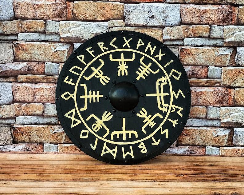 RA-108 Viking Shield, Authentic Viking Shield, Helm of Awe Symbol, Viking Shields, Wall Decorate Idea, Gift For Him, Gift For Men, Christmas Gift, Easter Gift - Ragnar Armoury