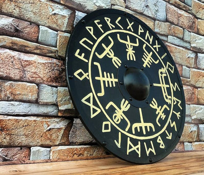 RA-108 Viking Shield, Authentic Viking Shield, Helm of Awe Symbol, Viking Shields, Wall Decorate Idea, Gift For Him, Gift For Men, Christmas Gift, Easter Gift - Ragnar Armoury