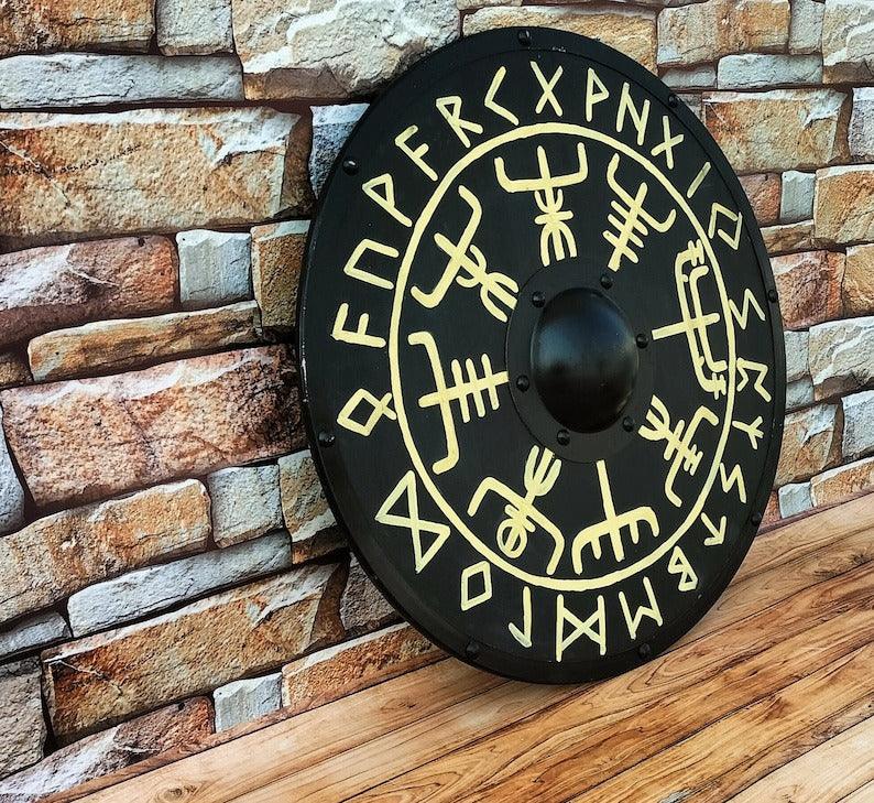 RA-108 Viking Shield, Authentic Viking Shield, Helm of Awe Symbol, Viking Shields, Wall Decorate Idea, Gift For Him, Gift For Men, Christmas Gift, Easter Gift - Ragnar Armoury