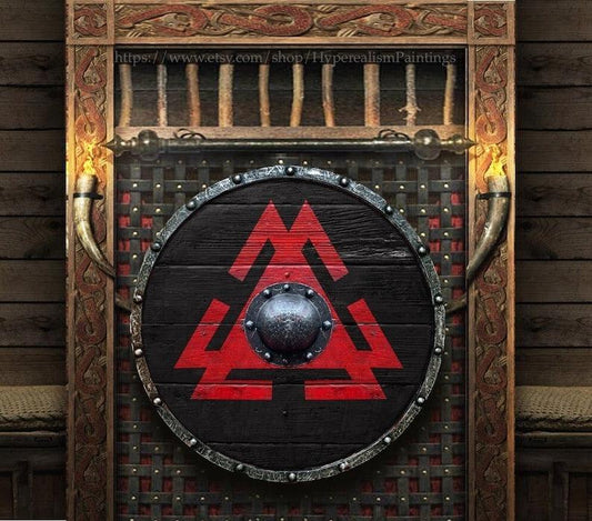 handmade Viking Shield, Unique Val Knut Symbol Shield 