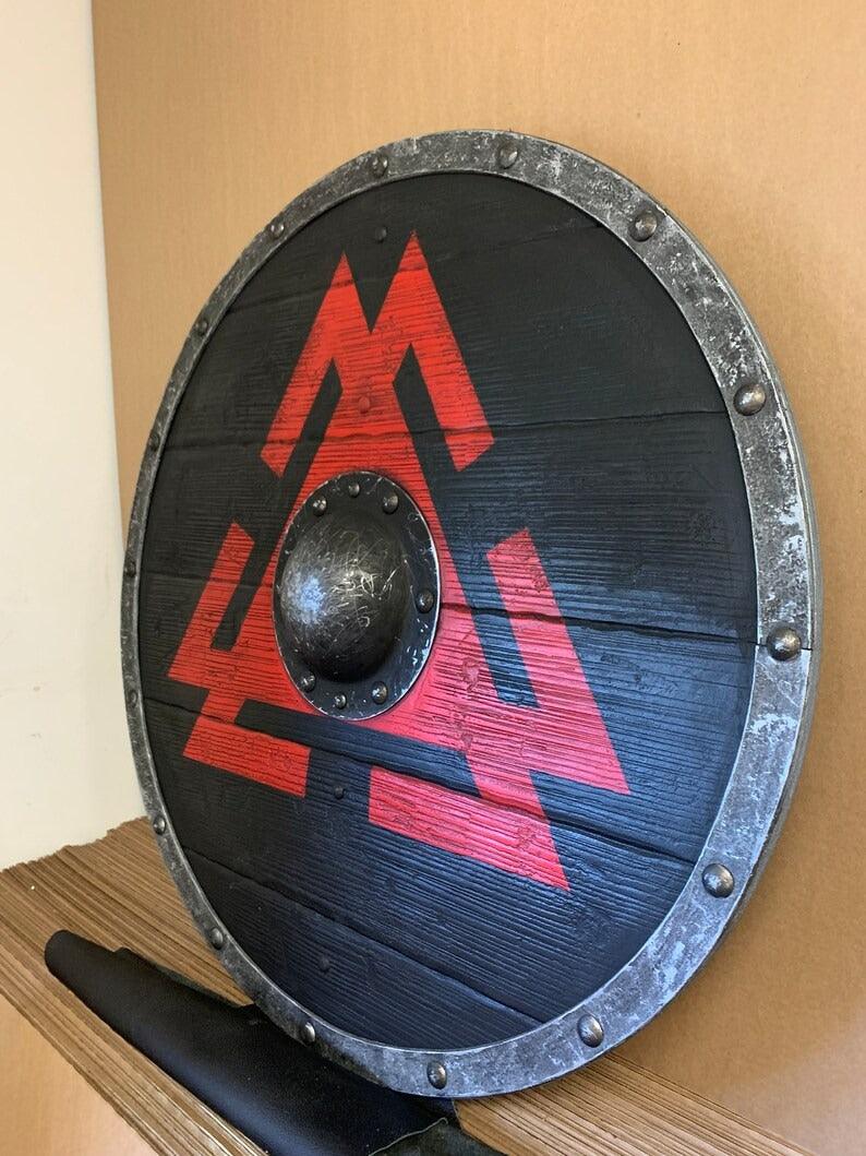 RA-109 Viking valknut knot of the slain Symbol Shield, Handmade Shield, Authentic Viking Shield, Best Wall Decorate Idea, Gift For Men - Ragnar Armoury