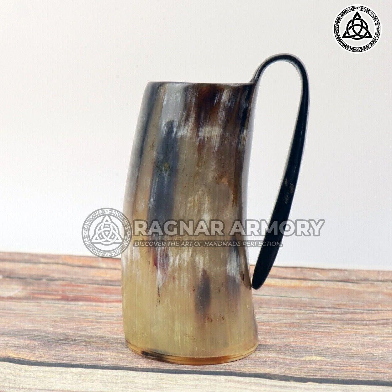 RA-110 Handmade Polished Horn Mug, Viking Mugs, beer Mugs, Horn Mugs, Mother's Day Gift, Gift For Him, Christmas Gift - Ragnar Armoury