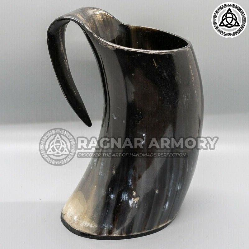 RA-111 Buffalo Horn Mug thor mjolnir Hammer Engraved, Beer Mug, High Quality Made Mug, Gift For Her, Gift For Him - Ragnar Armoury