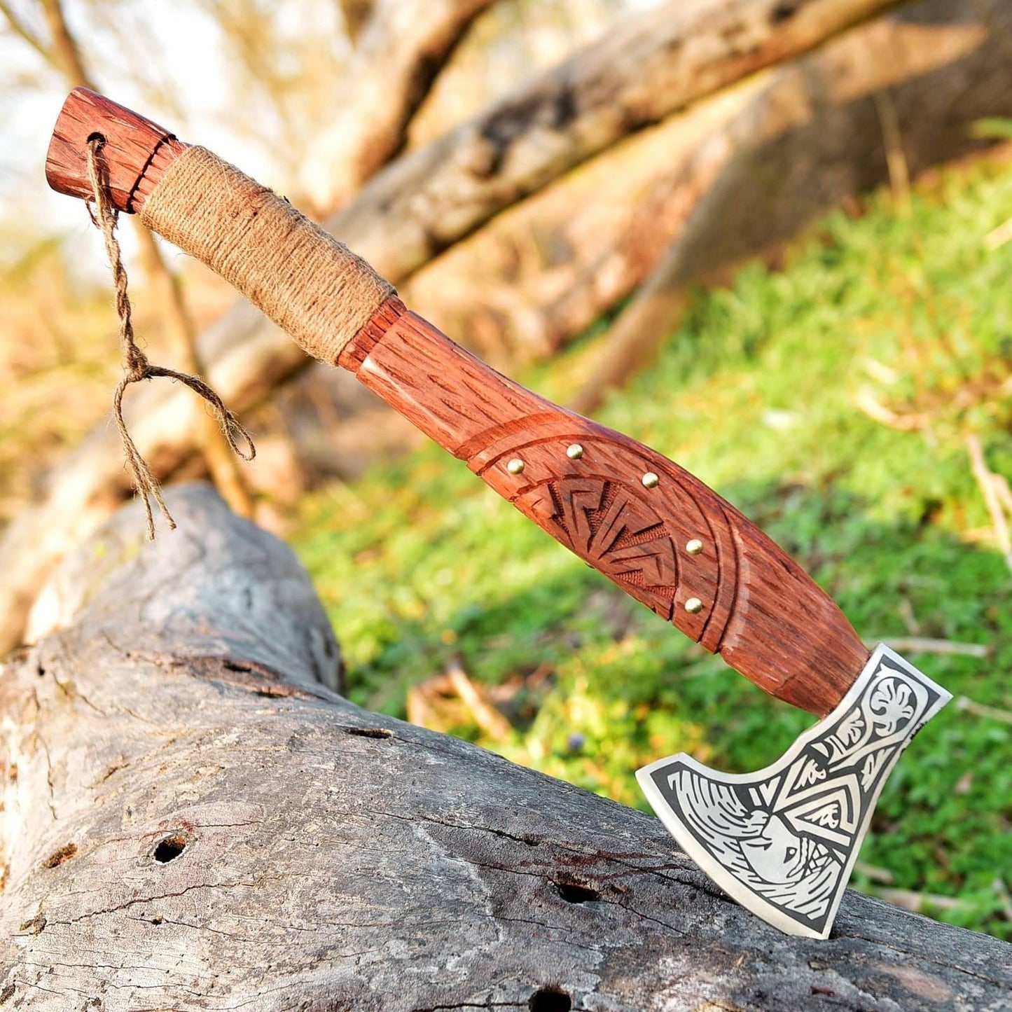 RA-118 Hand Forged Viking Axe, Norse Mythology Axe, Tomahawk axe, Gift For Men, Father's Day Gift, Christmas Gift, Gift For Him - Ragnar Armoury