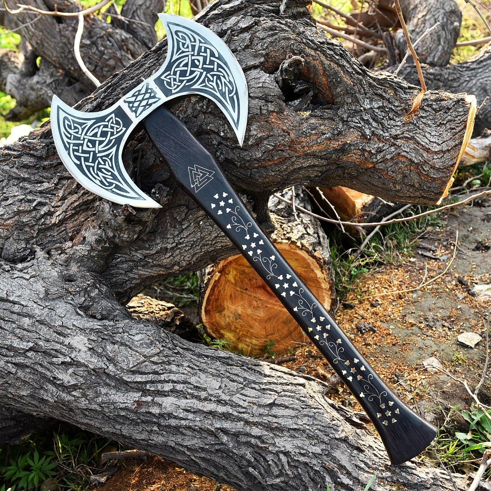 Custom Viking good Axe Handmade Double Head Smith Forged Axe - Bearded Axe for Grooms Men Best Men 2nd 3rd 15th Wedding Anniversary Gift for Him