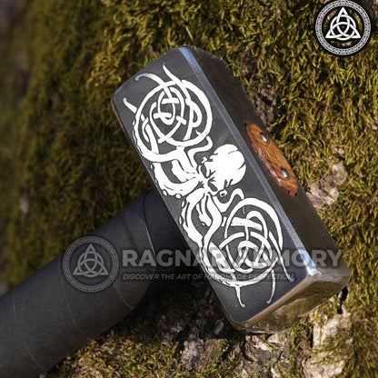 RA-123 Personalized Hammer, Norse battle hammer, Forged Viking Hammer Custom Etched Battle Hammer, Gift For Men, Father's Day Gift, Christmas Gift - Ragnar Armoury