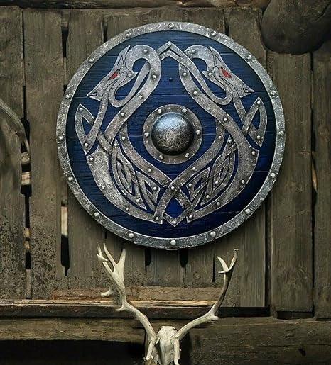 RA-13 Hand Crafted Viking Shield, Valhalla Sea Dragon Jörmungandr, Warrior Shield, Ragnar Armory, Personalized Gift, Unique Gift, Gift for Men, Christmas Gift - Ragnar Armoury