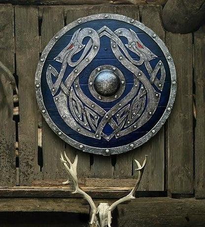 RA-13 Hand Crafted Viking Shield, Valhalla Sea Dragon Jörmungandr, Warrior Shield, Ragnar Armory, Personalized Gift, Unique Gift, Gift for Men, Christmas Gift - Ragnar Armoury