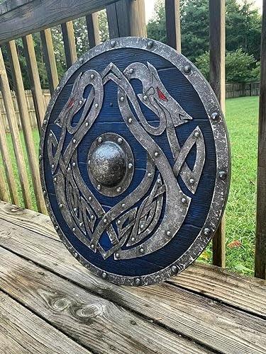 RA-13 Hand Crafted Viking Shield, Valhalla Sea Dragon Jörmungandr, Warrior Shield, Ragnar Armory, Personalized Gift, Unique Gift, Gift for Men, Christmas Gift - Ragnar Armoury