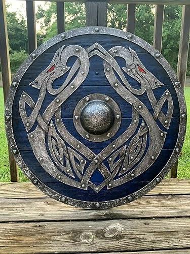 RA-13 Hand Crafted Viking Shield, Valhalla Sea Dragon Jörmungandr, Warrior Shield, Ragnar Armory, Personalized Gift, Unique Gift, Gift for Men, Christmas Gift - Ragnar Armoury