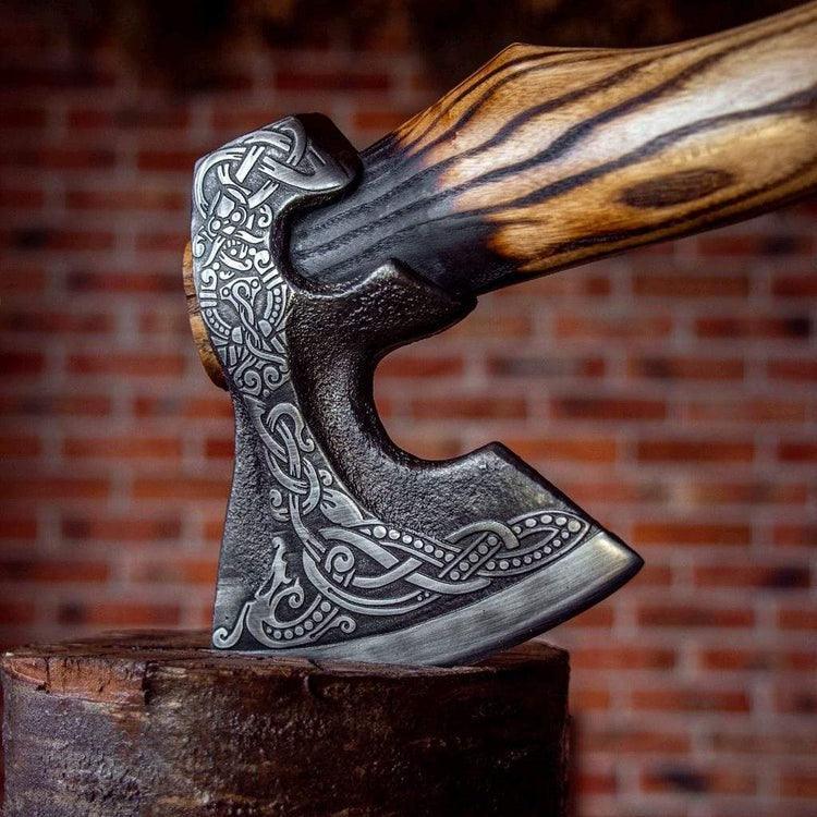 RA-136 Hand Forged Viking Axe, Valhalla Axe, Premium Axe, Personalized Gift, Gift For Men, Father's Day Gift - Ragnar Armoury