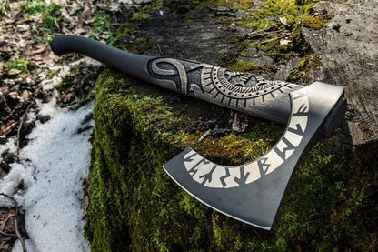 RA-137 Hand Forged Viking Axe, Helm Of Awe Viking Axe, Valhalla Axe, Premium Axe, Personalized Gift, Gift For Men, Father's Day Gift - Ragnar Armoury