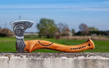 RA-138 Hand Forged Viking Axe, The Tree of Life Axe, Hatched Axe, Authentic Viking Axe, Gift For Men, Father's Day Gift, Christmas Gift - Ragnar Armoury