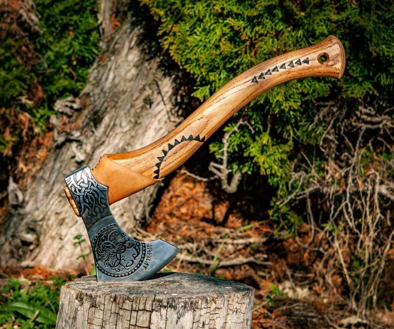 RA-138 Hand Forged Viking Axe, The Tree of Life Axe, Hatched Axe, Authentic Viking Axe, Gift For Men, Father's Day Gift, Christmas Gift - Ragnar Armoury