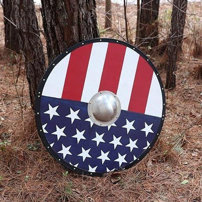 RA-18 Handmade American flag Pattern Viking Shield, Viking Lover, Viking Shield, Viking nations, Viking Norway, Ragnar Armory, Personalized Gift, Unique Gift, Room Decoration Ideas, - Ragnar Armoury