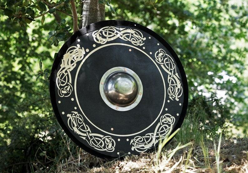 RA-22 Handmade Viking Shield, Norse heritage & battle design Shield, Warrior Battle Shield, Wall Hanging Shield, Gift For Him, Groomsmen Gift, Gift For Men - Ragnar Armoury