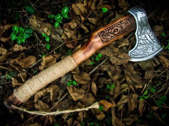 RA-25 Hand forged axe, Medieval Axe, Viking Axes, Hiking axe, Tomahawk axe, throwing axe, hunting axe, Valhalla axe, Groomsmen Gift, Birthday Gift, Gift for Men, Christmas Gift - Ragnar Armoury