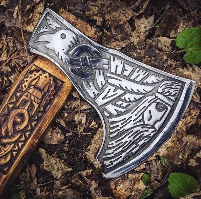 RA-25 Hand forged axe, Medieval Axe, Viking Axes, Hiking axe, Tomahawk axe, throwing axe, hunting axe, Valhalla axe, Groomsmen Gift, Birthday Gift, Gift for Men, Christmas Gift - Ragnar Armoury