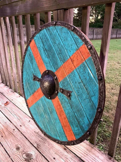 RA-37 Custom Handmade Viking Shield, Viking Norway, Unique Shield, Gift For men, Valentine's Day Gift, Christmas Gift - Ragnar Armoury