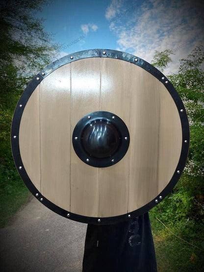 RA-40 Handmade Viking Shield, Wood With Steel Rape, Medieval Shield, Unique Shield, Personalized Gift, Easter Gift - Ragnar Armoury