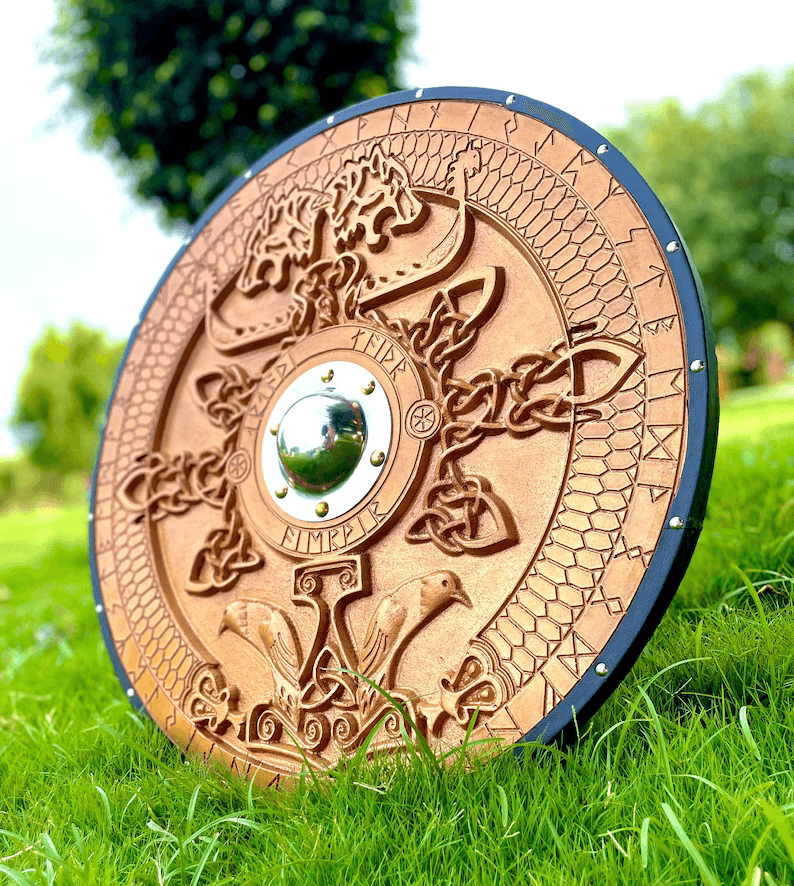 RA-43 Custom Hand Crafted Viking Shield, Medieval Shield, God Of war, Armory Shield, Gift For Him, Christmas Gift, Easter Gift, Gift For Husband - Ragnar Armoury