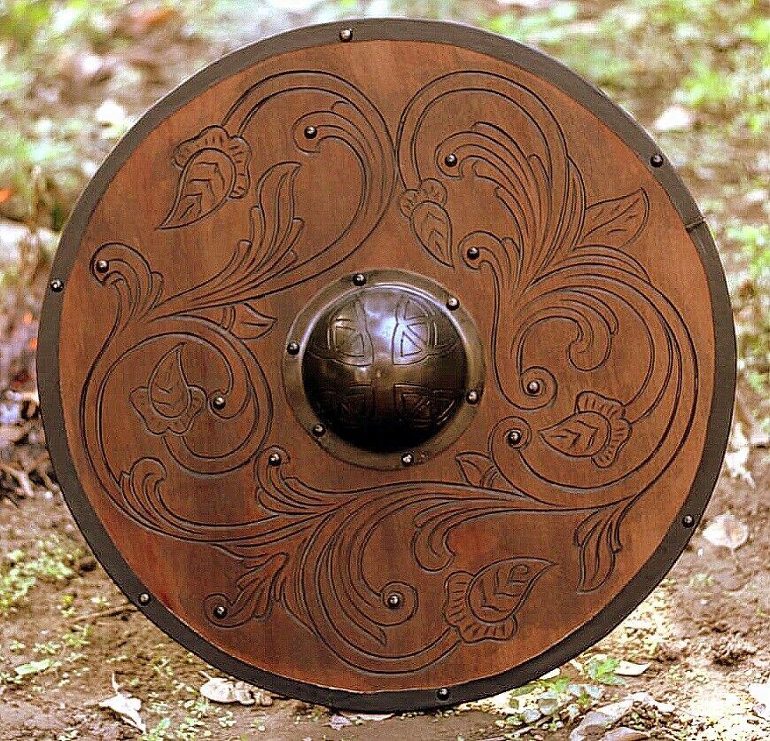 RA-45 Handcrafted Viking Shield, Unique Design Shield, Round Shield, Medieval Shield, Gift For Men, Gift For Him, Christmas Gift, Valentine's Day Gift, Easter Gift - Ragnar Armoury