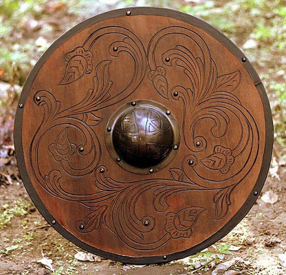 RA-45 Handcrafted Viking Shield, Unique Design Shield, Round Shield, Medieval Shield, Gift For Men, Gift For Him, Christmas Gift, Valentine's Day Gift, Easter Gift - Ragnar Armoury