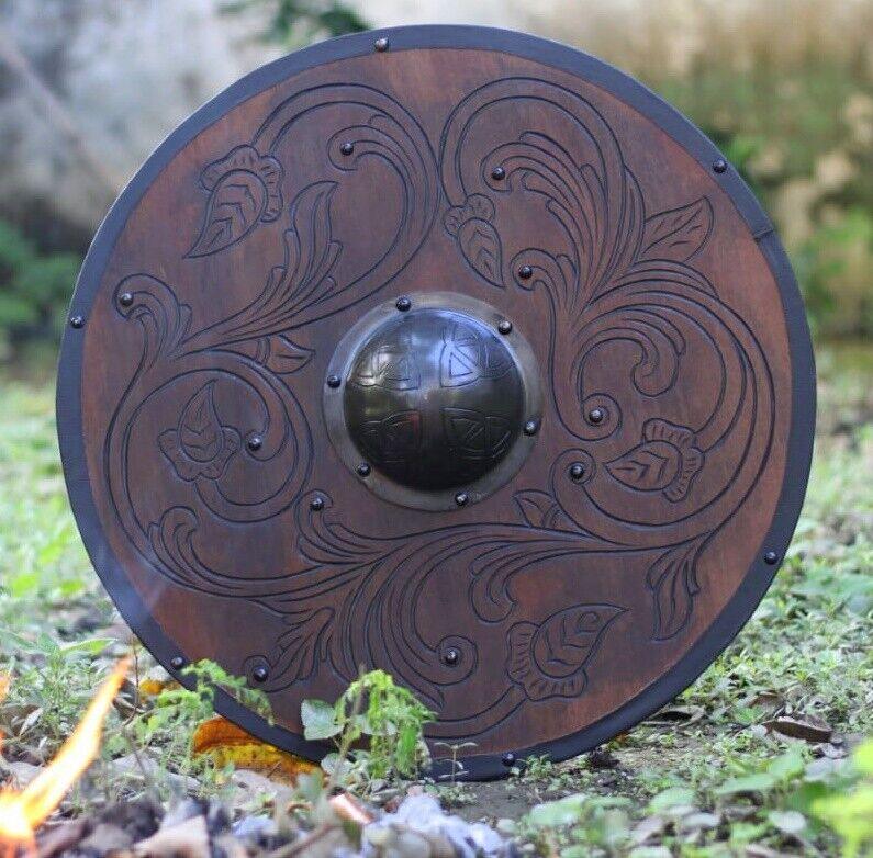 RA-45 Handcrafted Viking Shield, Unique Design Shield, Round Shield, Medieval Shield, Gift For Men, Gift For Him, Christmas Gift, Valentine's Day Gift, Easter Gift - Ragnar Armoury