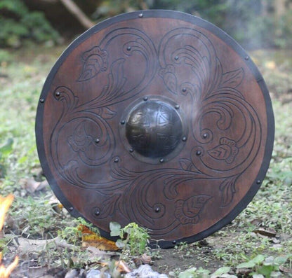 RA-45 Handcrafted Viking Shield, Unique Design Shield, Round Shield, Medieval Shield, Gift For Men, Gift For Him, Christmas Gift, Valentine's Day Gift, Easter Gift - Ragnar Armoury