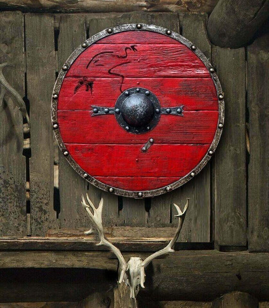 RA-53 Hand Crafted Ragnar Lothbrok Shield 24"Inches Diameter Shield, Medieval Shield, Gift For Him, Gift For Men, Gift For Husband, Christmas Gift - Ragnar Armoury