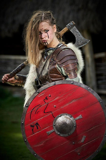 RA-53 Hand Crafted Ragnar Lothbrok Shield 24"Inches Diameter Shield, Medieval Shield, Gift For Him, Gift For Men, Gift For Husband, Christmas Gift - Ragnar Armoury