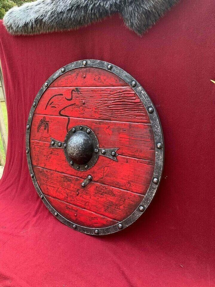 RA-53 Hand Crafted Ragnar Lothbrok Shield 24"Inches Diameter Shield, Medieval Shield, Gift For Him, Gift For Men, Gift For Husband, Christmas Gift - Ragnar Armoury