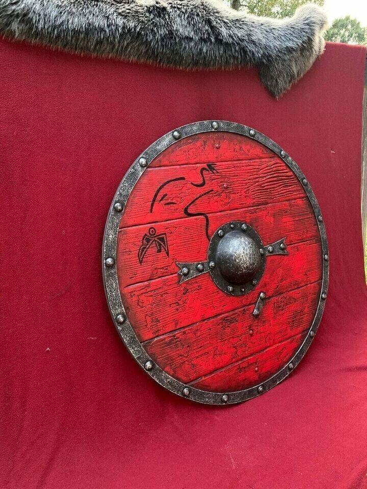 RA-53 Hand Crafted Ragnar Lothbrok Shield 24"Inches Diameter Shield, Medieval Shield, Gift For Him, Gift For Men, Gift For Husband, Christmas Gift - Ragnar Armoury