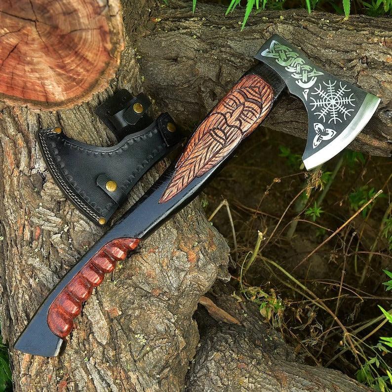 RA-54 Handmade Beautiful Odin Axe, God of war, Valhalla Axe, Warrior Axe, Medieval Axe, Viking Axes, Gift For Him, Gift For Men, Christmas Gift - Ragnar Armoury