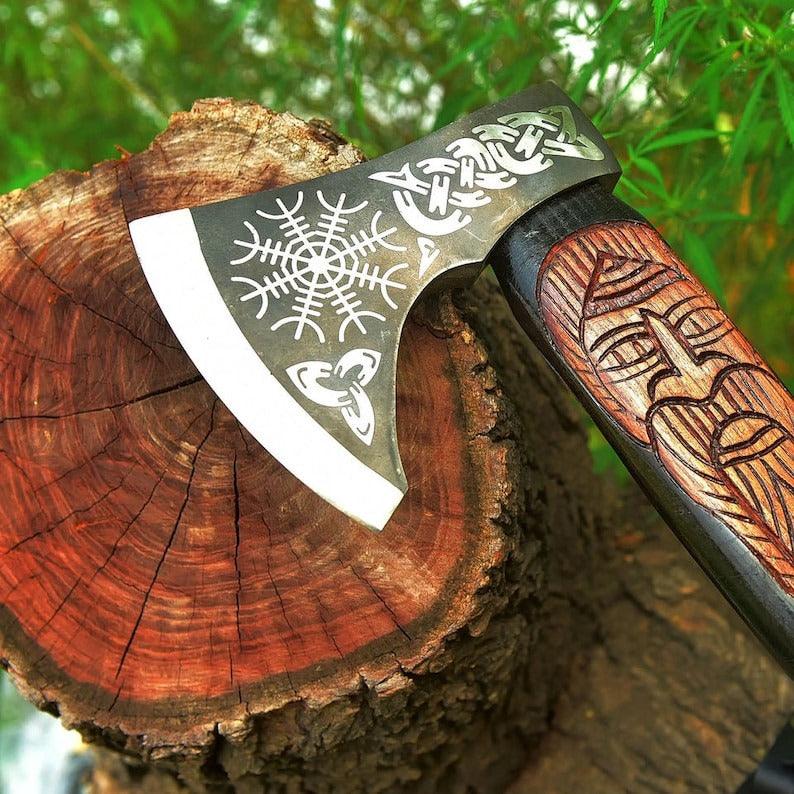 RA-54 Handmade Beautiful Odin Axe, God of war, Valhalla Axe, Warrior Axe, Medieval Axe, Viking Axes, Gift For Him, Gift For Men, Christmas Gift - Ragnar Armoury