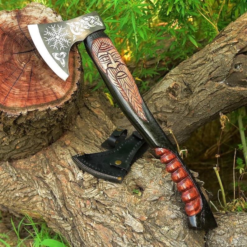 RA-54 Handmade Beautiful Odin Axe, God of war, Valhalla Axe, Warrior Axe, Medieval Axe, Viking Axes, Gift For Him, Gift For Men, Christmas Gift - Ragnar Armoury