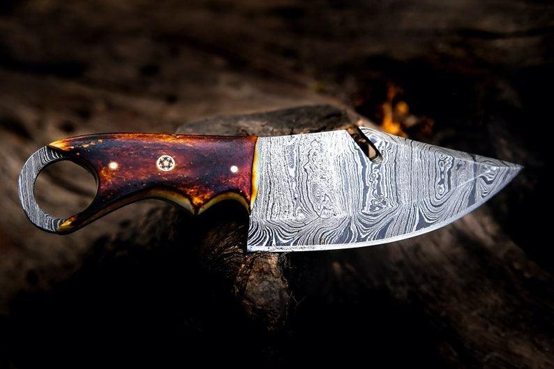 RA-59 Handmade Damascus Steel Skinner Knife, Fixed Blade Knife, Premium Skinner Knife, Gift For Men, Gift For Him, Christmas Gift - Ragnar Armoury