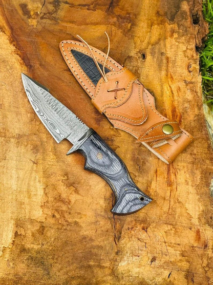 RA-66 Custom Handmade Damascus Steel Hunting Knife, Bushcraft Hunting Knife, Camping Knife, Fixed Blade hunting Knife, Gift For Him, Gift For Men Personalized Gift, Christmas Gift - Ragnar Armoury