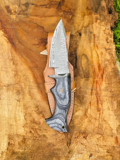 RA-66 Custom Handmade Damascus Steel Hunting Knife, Bushcraft Hunting Knife, Camping Knife, Fixed Blade hunting Knife, Gift For Him, Gift For Men Personalized Gift, Christmas Gift - Ragnar Armoury